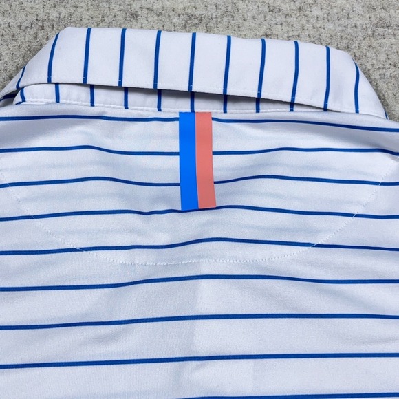 Rhoback Polo Shirt Men XL White Blue Striped Performance Wicking Golf Adult - Picture 6 of 10